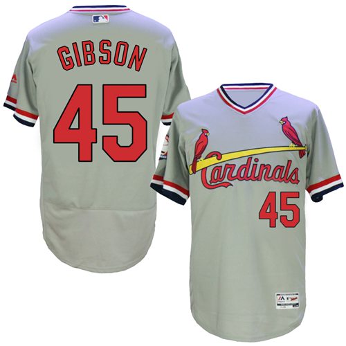 Cardinals #45 Bob Gibson Grey Flexbase Authentic Collection Cooperstown Stitched MLB Jersey
